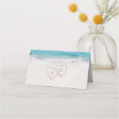 Carte De Placement Coeurs dans le sable destination mariage plage (Dos)