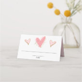 Carte De Placement Coeurs d'or rose valentines jour mignon (Devant)