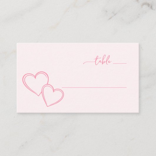Carte De Placement Cœurs roses romantiques (Devant)