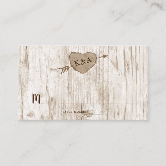 Carte De Placement Collection de Mariages d'arbre cardiaque sculpté (Devant)