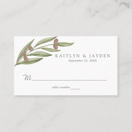 Carte De Placement Collection de Mariages de Branches d'Olivier (Devant)