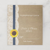 Carte De Placement Collection Kraft, dentelle et tournesol - Navy (Extérieur déplié)