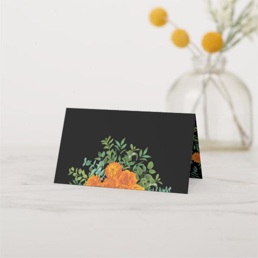 Carte De Placement Collection Mariage gothique d'Halloween noir et or (Devant)