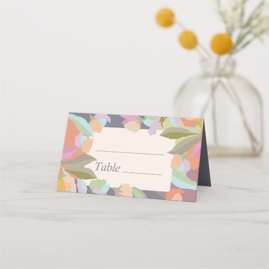 Carte De Placement Coloré Chaud Floral Elegance Boho Mariage (Devant)