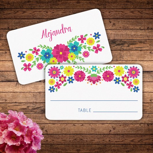 Carte De Placement Coloré Quinceañera Fleurs mexicaines