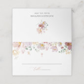 Carte De Placement Colorful Flowers, Wildflowers, Boho, Baptism (Extérieur déplié)