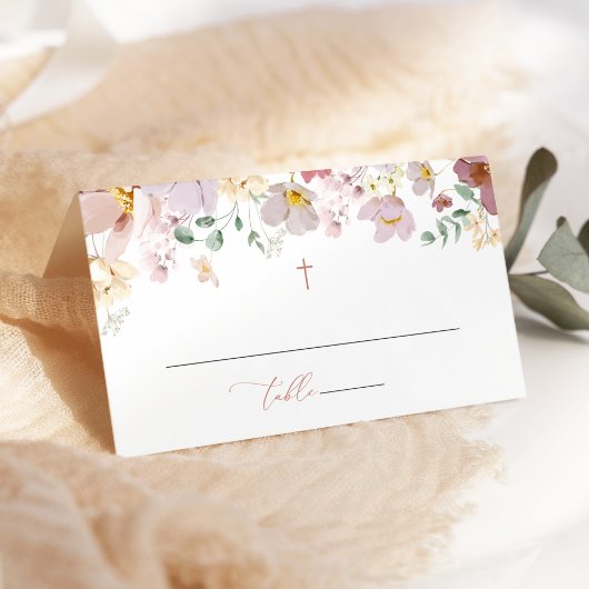 Carte De Placement Colorful Flowers, Wildflowers, Boho, Baptism