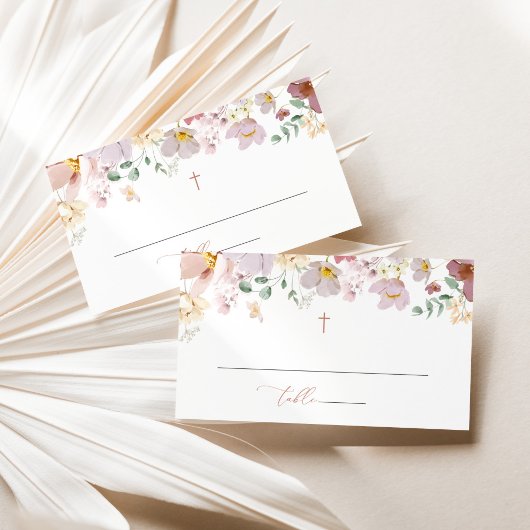Carte De Placement Colorful Flowers, Wildflowers, Boho, Baptism