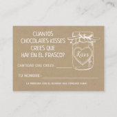 Carte De Placement Combien de baisers anglais espagnol douche jeu car (Dos)