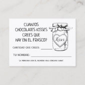 Carte De Placement Combien de baisers anglais espagnol douche jeu car (Dos)