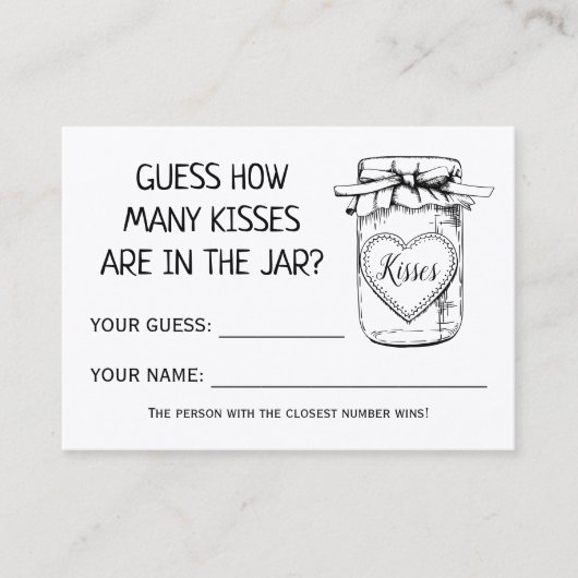 Carte De Placement Combien de baisers anglais espagnol douche jeu car (Devant)