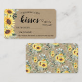 Carte De Placement Combien de baisers Fête des mariées Sunflower cart (Devant / Derrière)