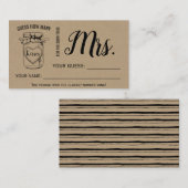 Carte De Placement Combien de baisers pour la prochaine à être Mme ca (Devant / Derrière)