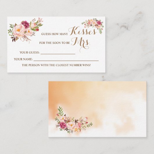 Carte De Placement Combien de baisers pour Mme Pink Shower (Devant / Derrière)