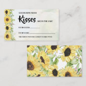 Carte De Placement Combien de baisers Sunflowers Fête des mariées Car (Devant / Derrière)