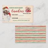 Carte De Placement Combien de Candies Père Noël Christmas Game Card (Devant / Derrière)