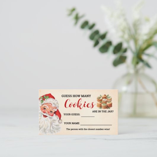 Carte De Placement Combien de cookies Père Noël Christmas Game Card (Debout devant)
