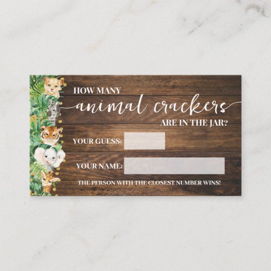 Carte De Placement Combien de crackers animaux Safari Baby Game Card (Devant)