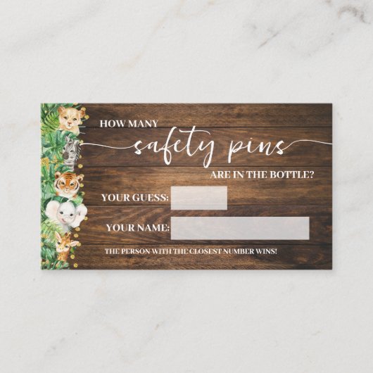 Carte De Placement Combien de pièces de sécurité Safari Baby Game Car (Devant)