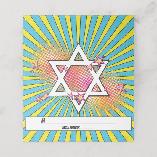 Carte De Placement Comics Comic Book Bar Mitzvah Star de David (Extérieur déplié)