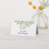 Carte De Placement Conception de mariage simple feuillage | Blanc | V (Dos)