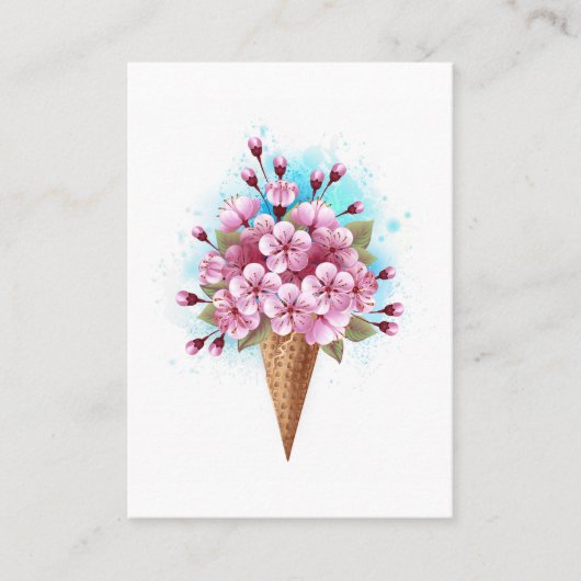 Carte De Placement Cône rose Sakura crème glacée gaufre (Devant)