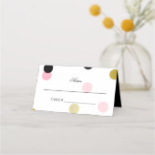 Carte De Placement Confetti noir et rose or (Devant)