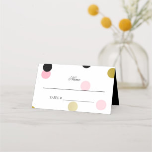 Carte De Placement Confetti noir et rose or