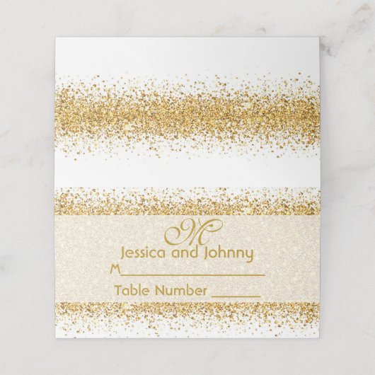Carte De Placement Confetti Parties scintillant or en blanc (Extérieur déplié)