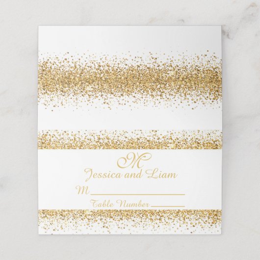 Carte De Placement Confetti Parties scintillant or sur un Arrière - p (Extérieur déplié)