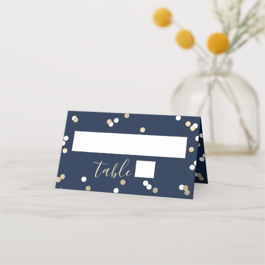 Carte De Placement Confettis Mariage Feuille D'Or (Devant)