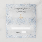 Carte De Placement Confirmation bleu argenté garçon (Extérieur déplié)