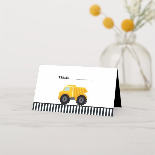 Carte De Placement Construction de camions de pompage rayé Anniversai (Dos)