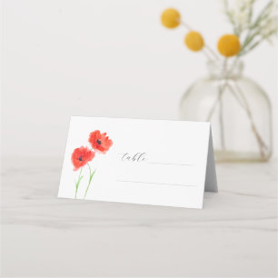 Carte De Placement Coquelicots Aquarelle Fleurs de Coquelicot Mariage