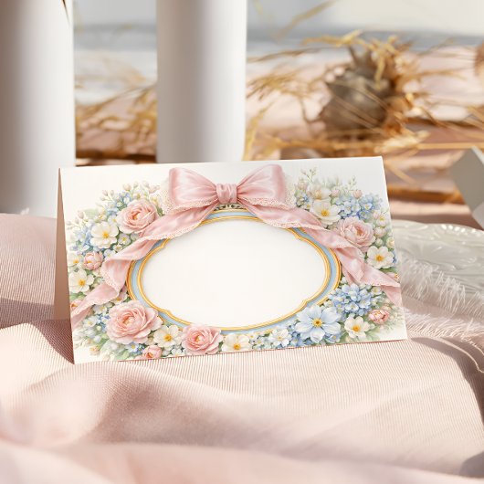 Carte De Placement Coquette Pink Bow Floral