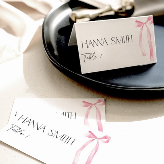 Carte De Placement Coquette Pink Bow Nom de la nuptiale Siège