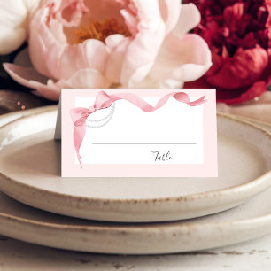 Carte De Placement Coquette Rose et Perles Mariage Moderne Shower