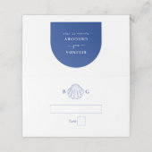Carte De Placement Coquilles de palourdes bleues Mariage sur la plage (Extérieur déplié)