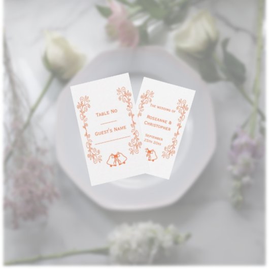 Carte De Placement Coral Bells Scrollwork Design Mariage