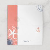 Carte De Placement Coral et Marine Mariage bleu marine (Extérieur déplié)
