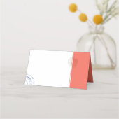 Carte De Placement Coral et Marine Mariage bleu marine (Dos)