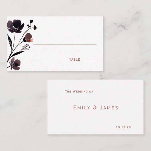 Carte De Placement Coral Floral Wedding (Devant / Derrière)