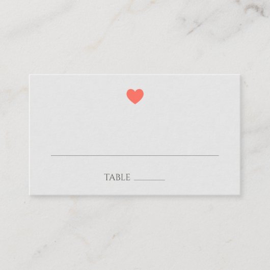 Carte De Placement Coral Heart Mariage (Devant)