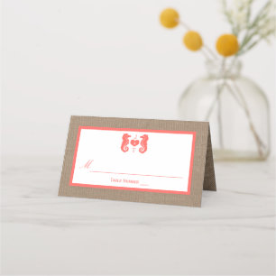 Carte De Placement Coral Seahorse Burlap Beach Wedding Collection