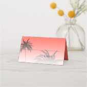 Carte De Placement Coral Tropical Palm Tree Beach Mariage (Dos)