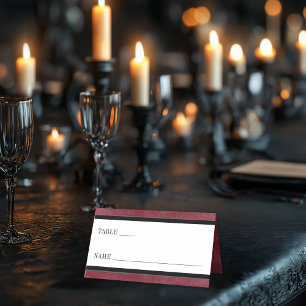 Carte De Placement Corbeau noir gothique et Mariage de vin Rose noir
