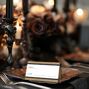Carte De Placement Corbeau noir gothique et Mariage or Rose noir