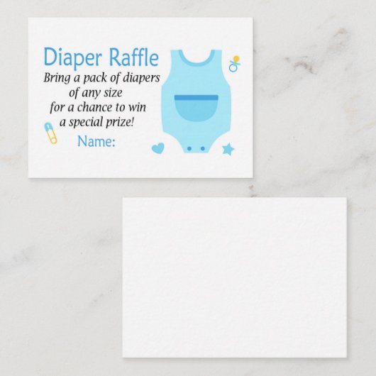 Carte De Placement Costume bébé Repas de couches Billets (Devant / Derrière)