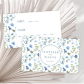 Carte De Placement Couleur bleue fleur sauvage fleurs mariage rustiqu