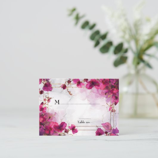 Carte De Placement 💍 couleur d'aquarelle foncée Fuchsia (Debout devant)